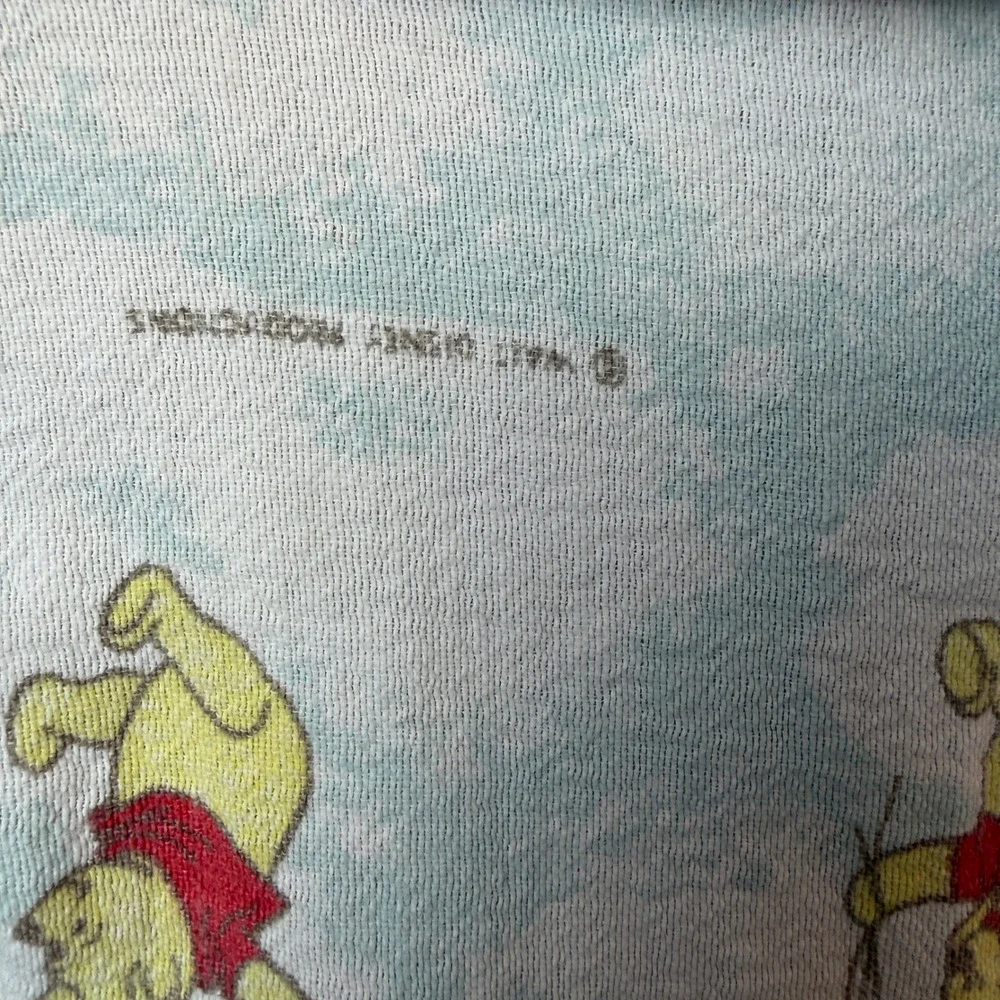 Vtge Disney Winnie the Pooh Baby Blanket Blue Balloons Honey Pot 26x31‎ Flannel